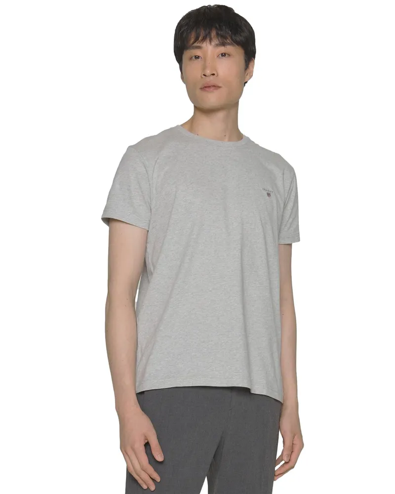 Gant Herren T-Shirt mit Rundhalsausschnitt Grau