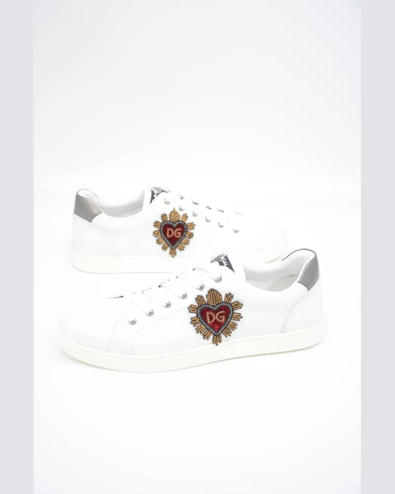 Dolce & Gabbana Männer bestickte Low-Top-Sneakers Weiß