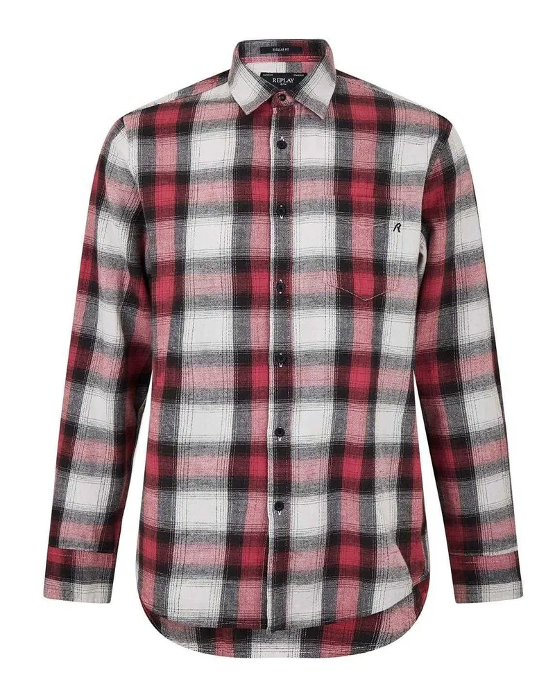Replay Hemdjacke für Herren, Langärmlig (Rot Rot