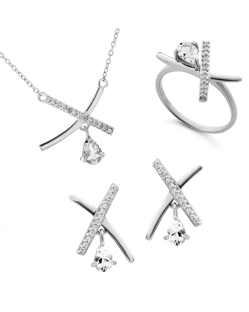 Orphelia Charlotte' Damen Set aus 925 Sterling Silber: Halskette + Ohrringe + Ring - Silber SET-7580/W Silber