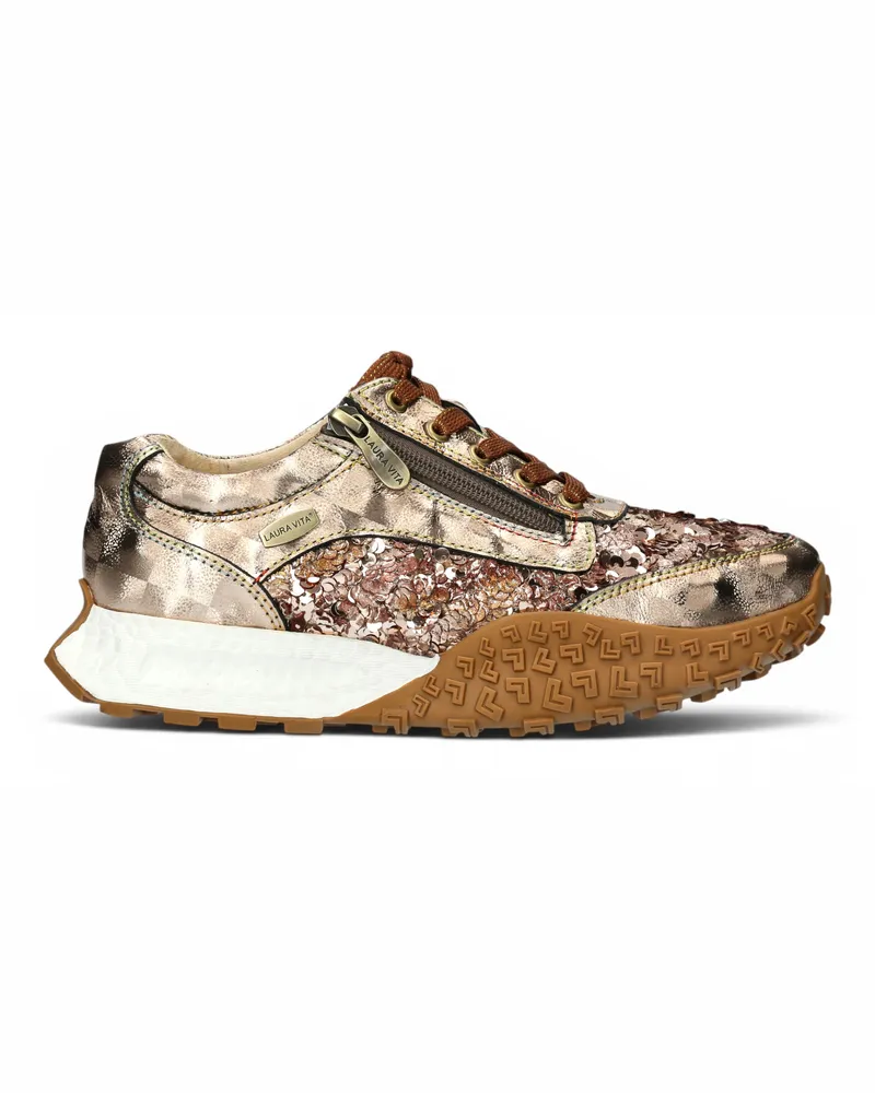 Laura Vita Evitao-03 florale Leder-Sneaker für Damen - Gold Gold