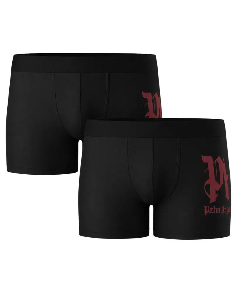 Palm Angels Boxershorts, Zweierpack, Seitliches Logo, Schwarz Schwarz