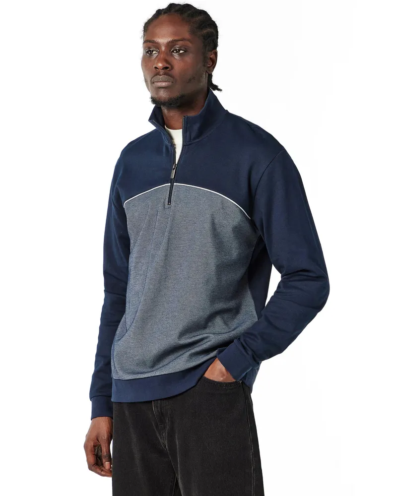 HUGO BOSS Sweatshirt für Herren, mit kurzem Reißverschluss (Dunkelblau Blau