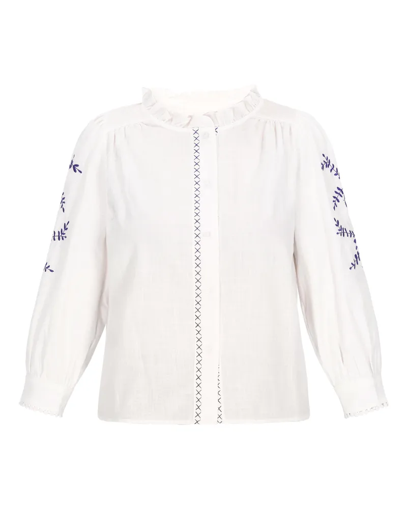 Usha Bluse für Damen, leichter Stoff, klassischer Schnitt - Weiß Weiß