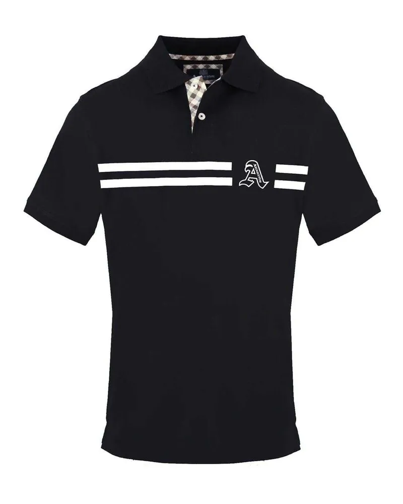 Aquascutum Poloshirt für Herren, Mit Kragen, kurzärmlig (Schwarz Schwarz