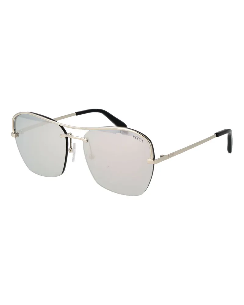 Emilio Pucci Metallsonnenbrille aus Silberfarbenem Metall - Silber Silber