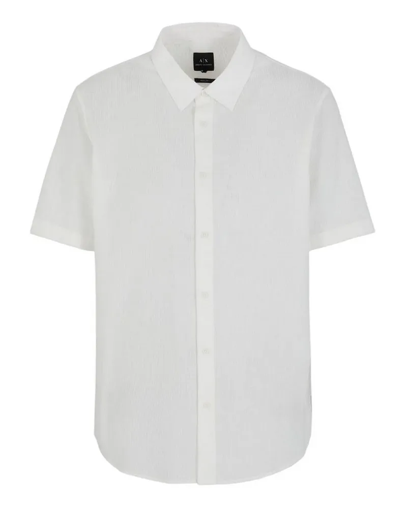 Armani Exchange Hemd für Herren, Punkt Kragen, Regulär (Naturweiß Wollweiß