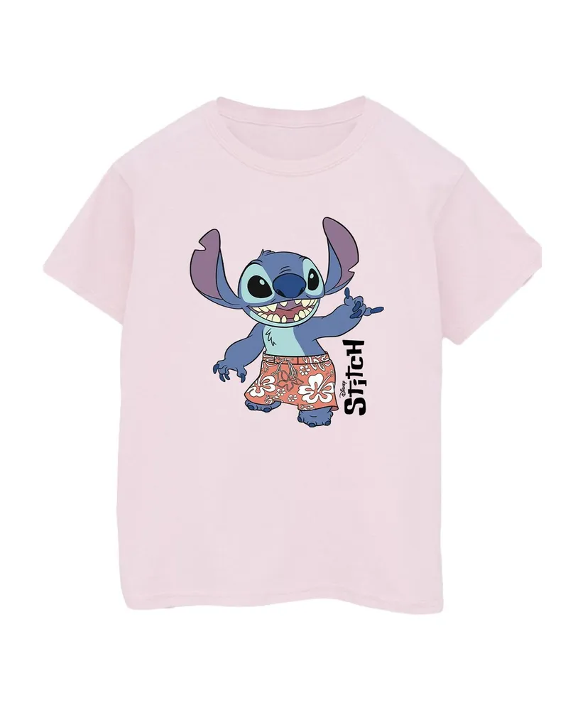 Disney Lilo & Stitch Bermuda Shorts" T-Shirt für Herren (Babyrosa Rosa