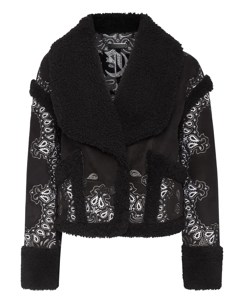 Philipp Plein Mantel Paisley Schwarz