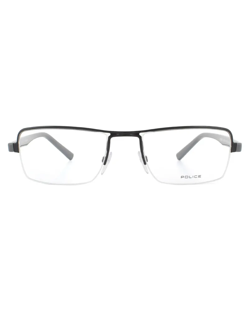Police Halbrand Brille Shiny Schwarz für Herren Schwarz