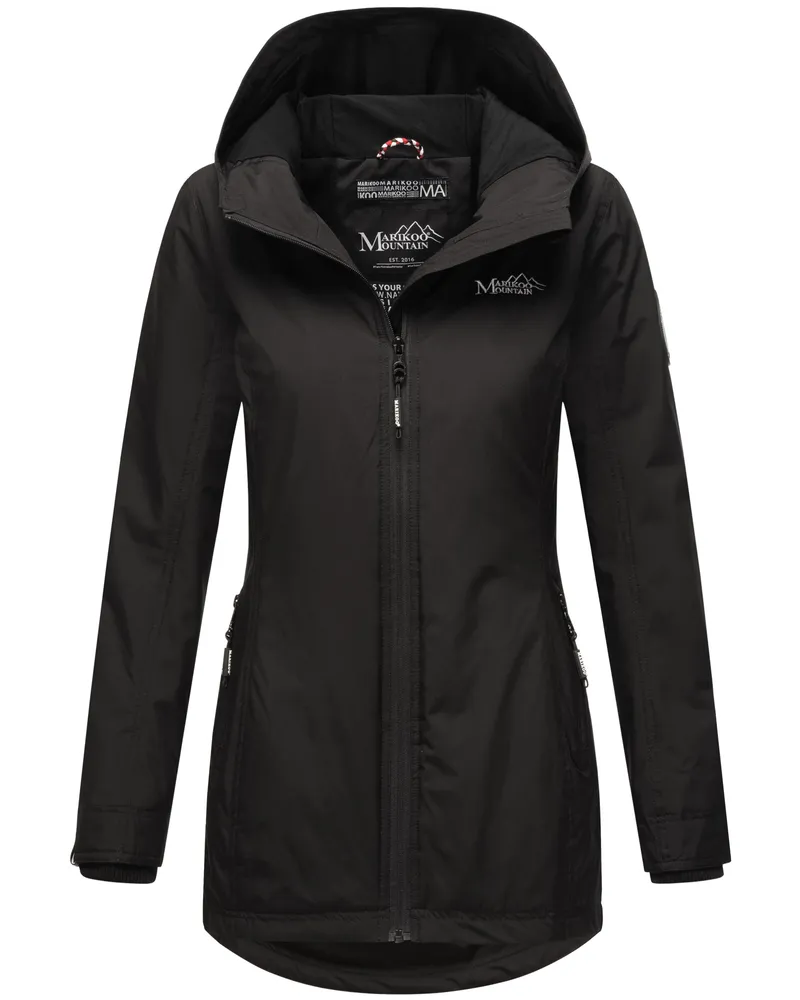 Marikoo Damen Übergangsjacke Honigbeere mit Kapuze - Schwarz Schwarz