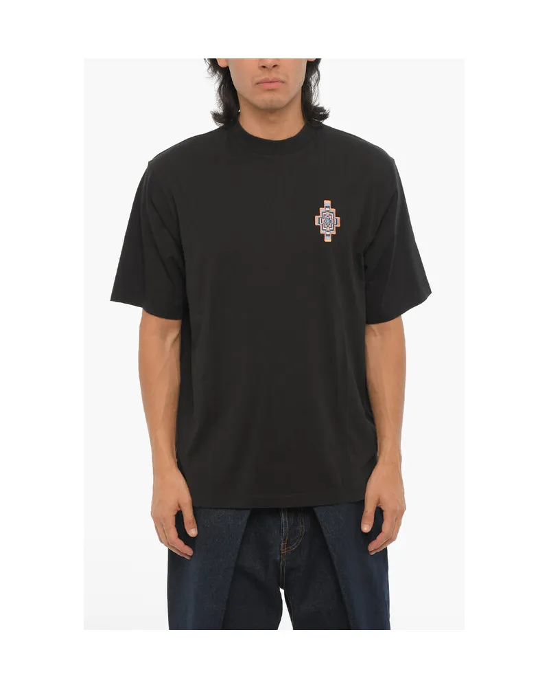 Marcelo Burlon | County of Milan Einfarbiges OPTICAL CROSS T-Shirt mit Rundhalsausschnitt in Schwarz Schwarz
