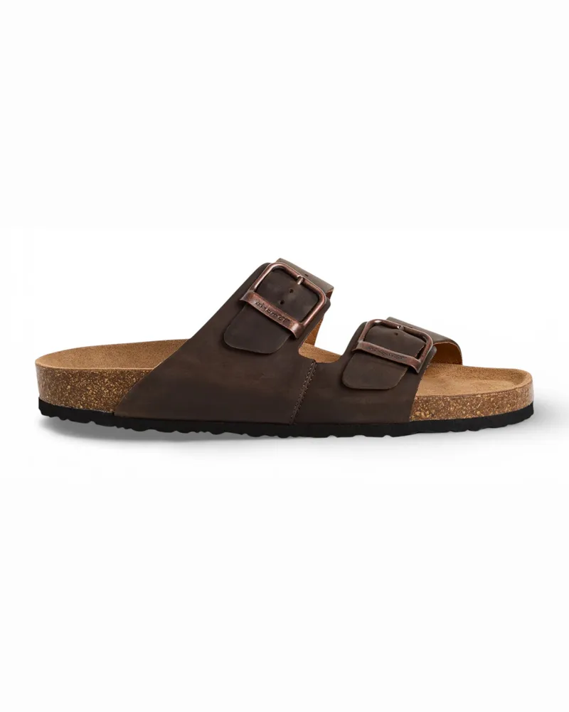 Tamaris Herren-Sandalen aus braunem Leder mit Fußbett Dunkelbraun