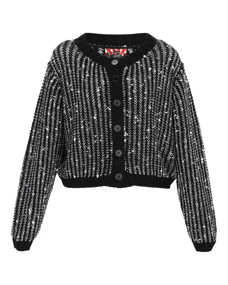 My Mo Strickjacke Frauen schwarz mehrfarbig Schwarz
