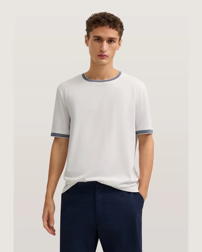 Bugatti Herren T-Shirt aus einem Baumwoll-Mix Weiß