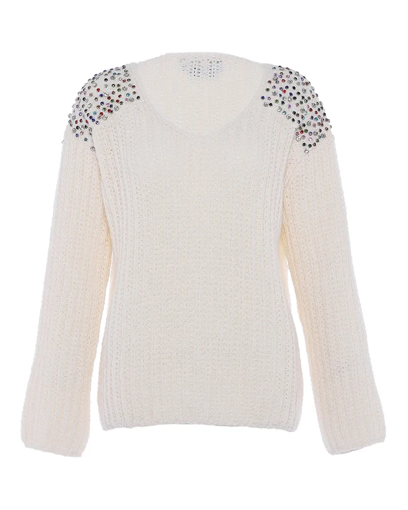 FAINA Pullover Damen Wollweiß Wollweiß