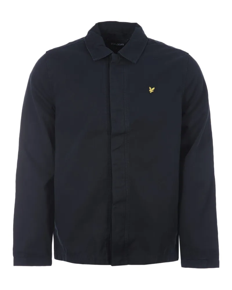 Lyle & Scott Washed Drill Marineblaues Überhemd Jacke Blau