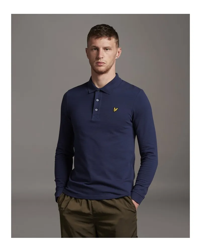 Lyle & Scott Langärmeliges Poloshirt in Navy Marineblau
