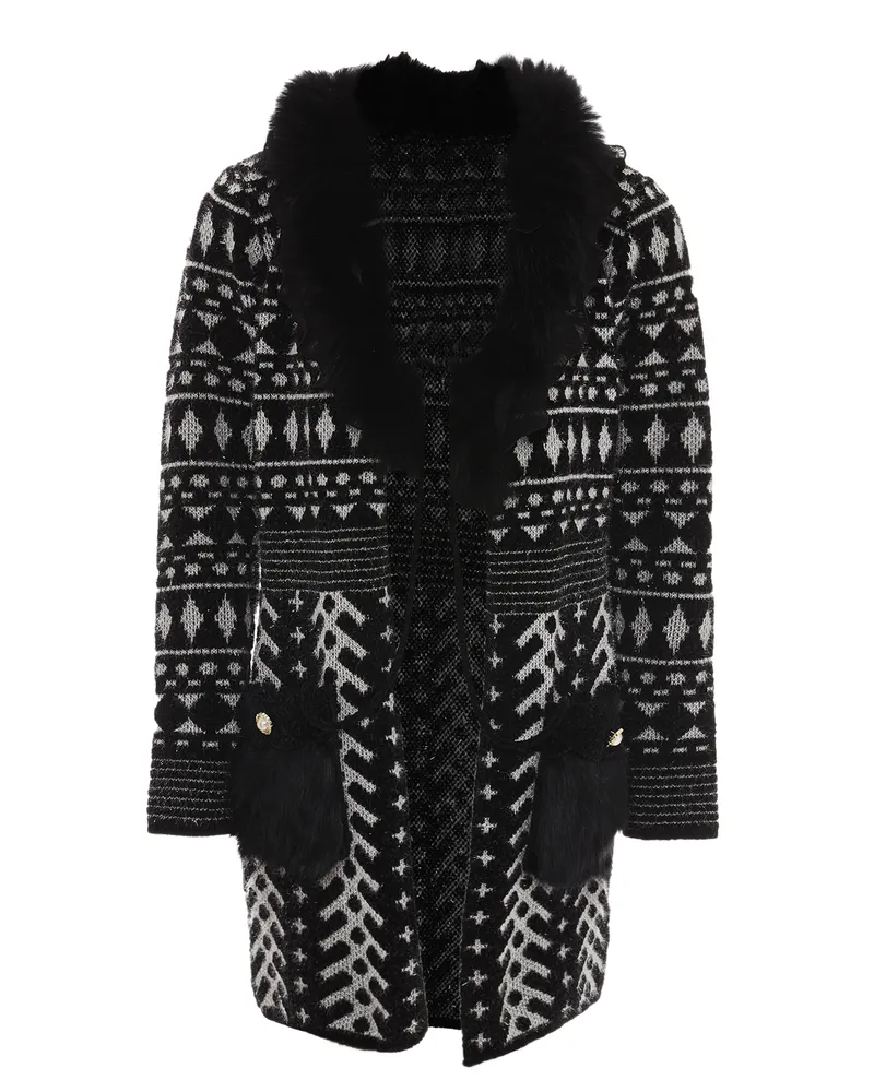 FAINA Strickjacke Damen schwarz Schwarz