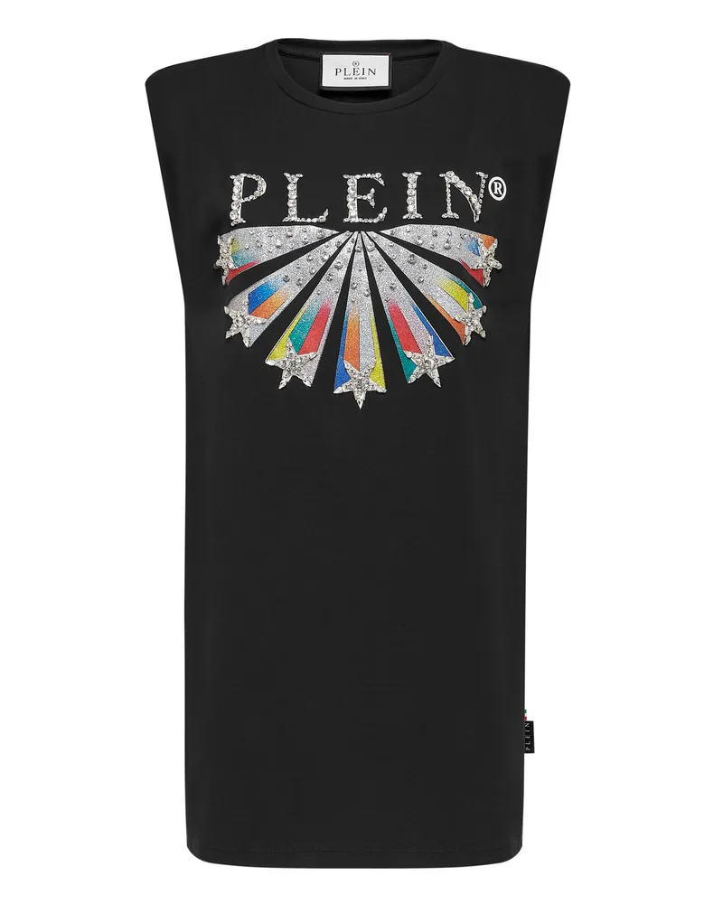 Philipp Plein T-Shirt-Kleid kurz mit Sternen - Schwarz Schwarz