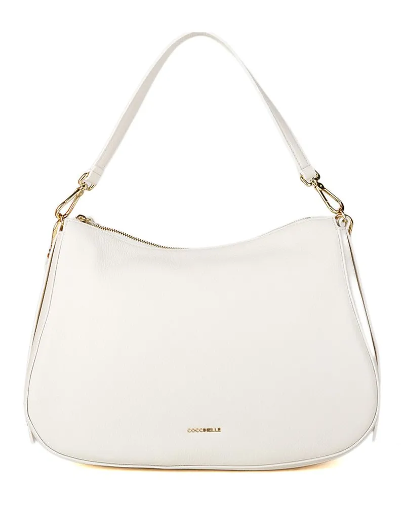 Coccinelle Nory Handtasche aus genarbtem Leder Elfenbein