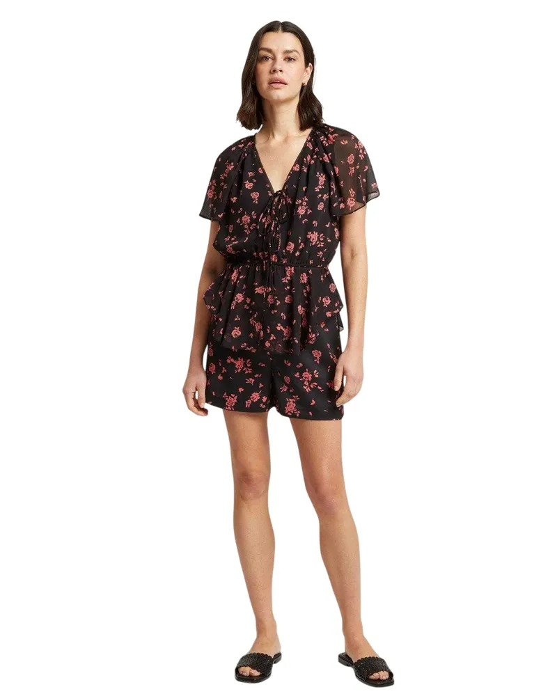 Ted Baker Oberteil für Damen, Schößchen, gewebter Stoff (Schwarz Schwarz