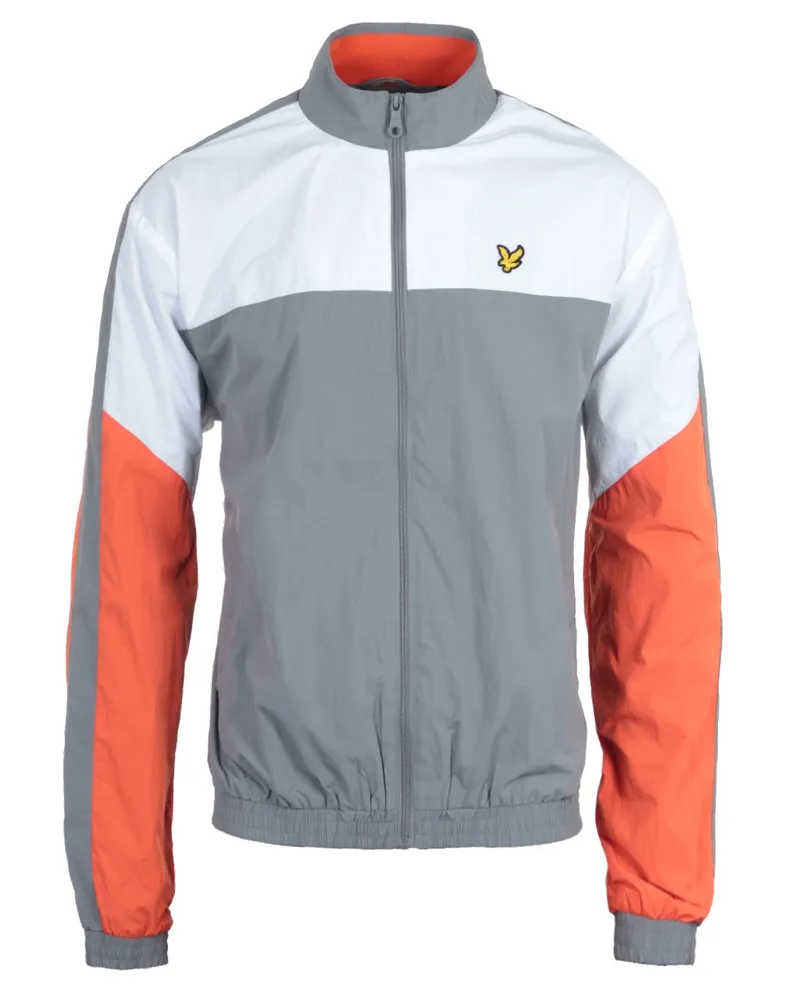 Lyle & Scott Mid Grey Marl Multi Panel Zip durch Track Jacke Grau
