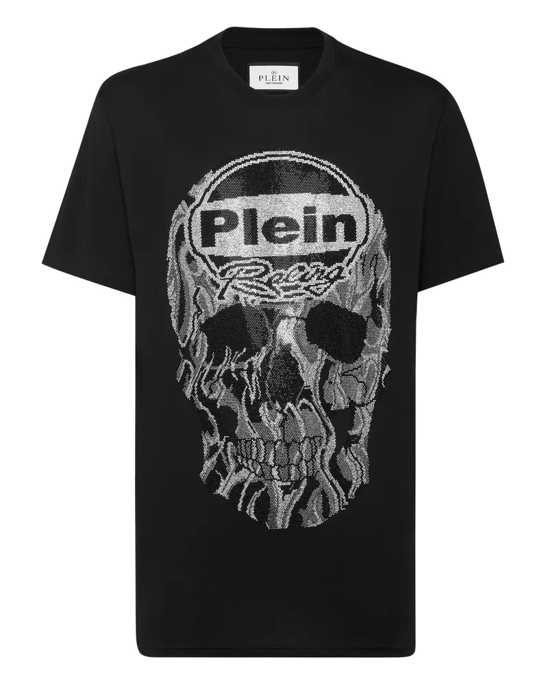 Philipp Plein T-Shirt mit rundem Ausschnitt und Skull-Print - Schwarz/Weiß Schwarz