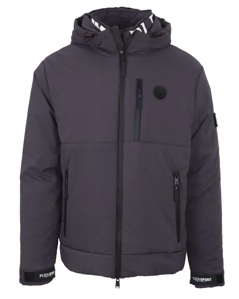Philipp Plein gepolsterte Jacke mit großem Markenlogo in Grau Grau