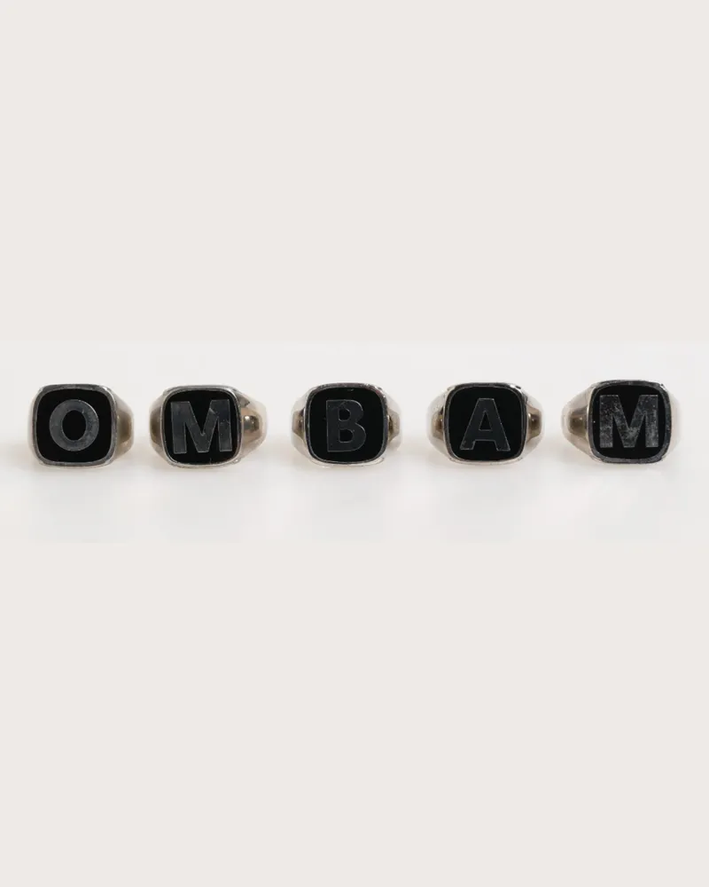 Dolce & Gabbana Initialen Silberring Schwarz