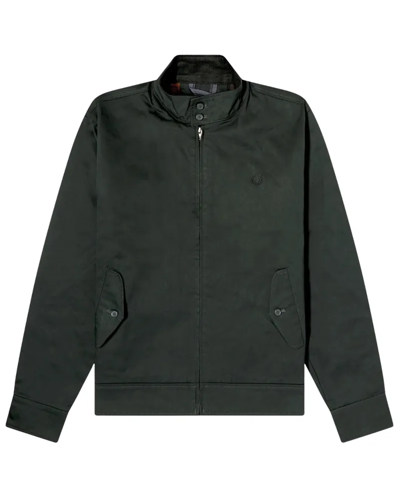 Fred Perry Gewachste Harrington-jacke In Nachtgrün Dunkelblau