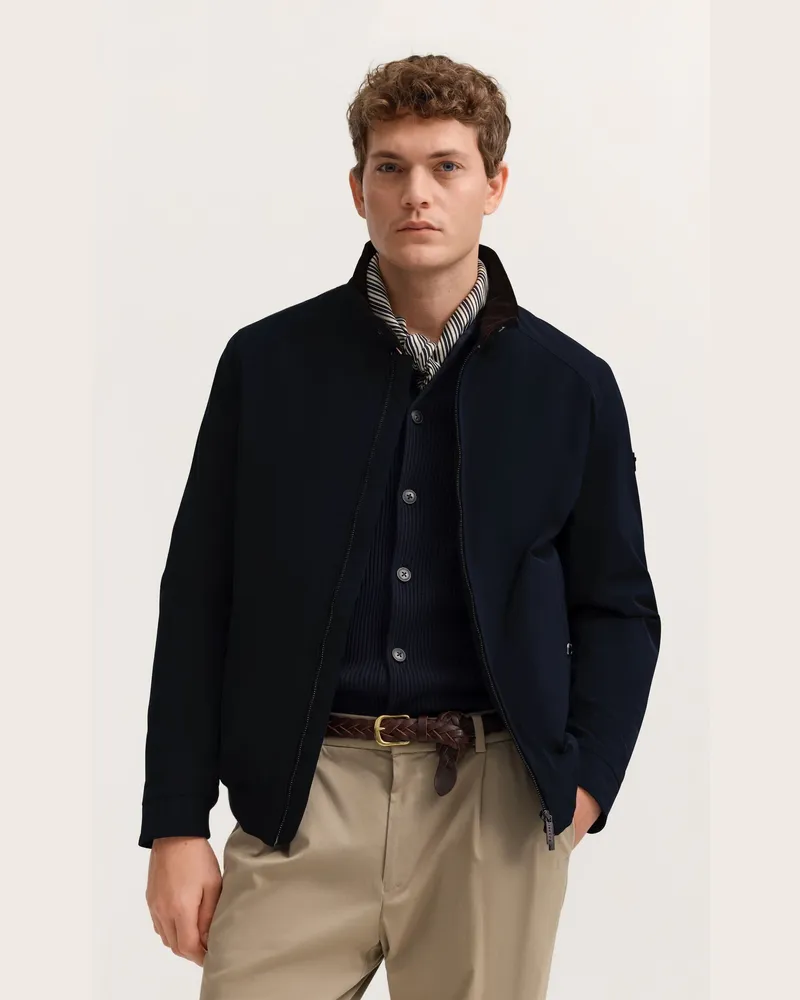 Bugatti Herren Übergangsblouson wasserabweisend mit Cord-Details Marineblau