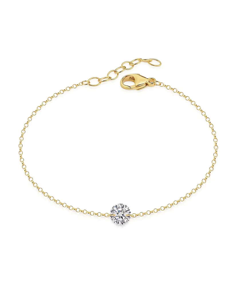 ZEEme Silber Armband 925/- Sterling Silber glanz gelb vergoldet Zirkonia weiß Gold