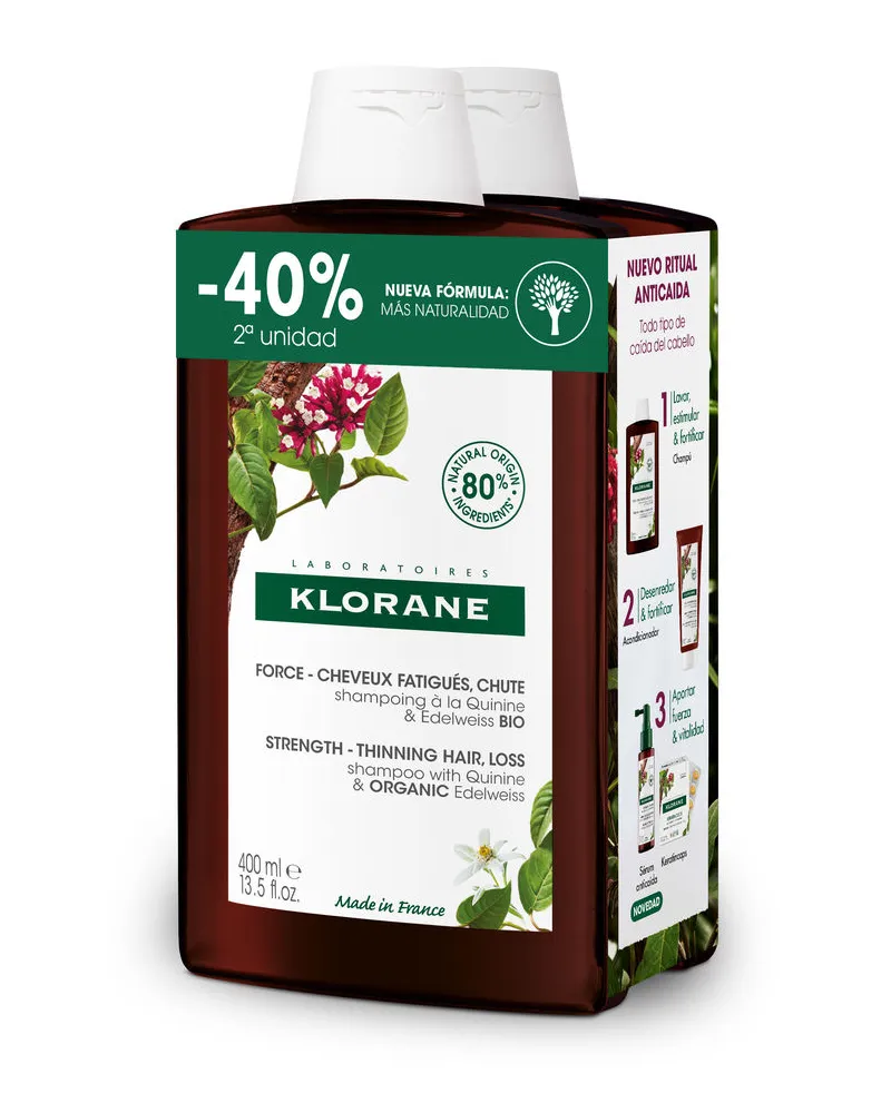 Klorane A La Quinine Und Edelweiss Bio Stärkendes Shampoo-duo 2 X 400 ml 