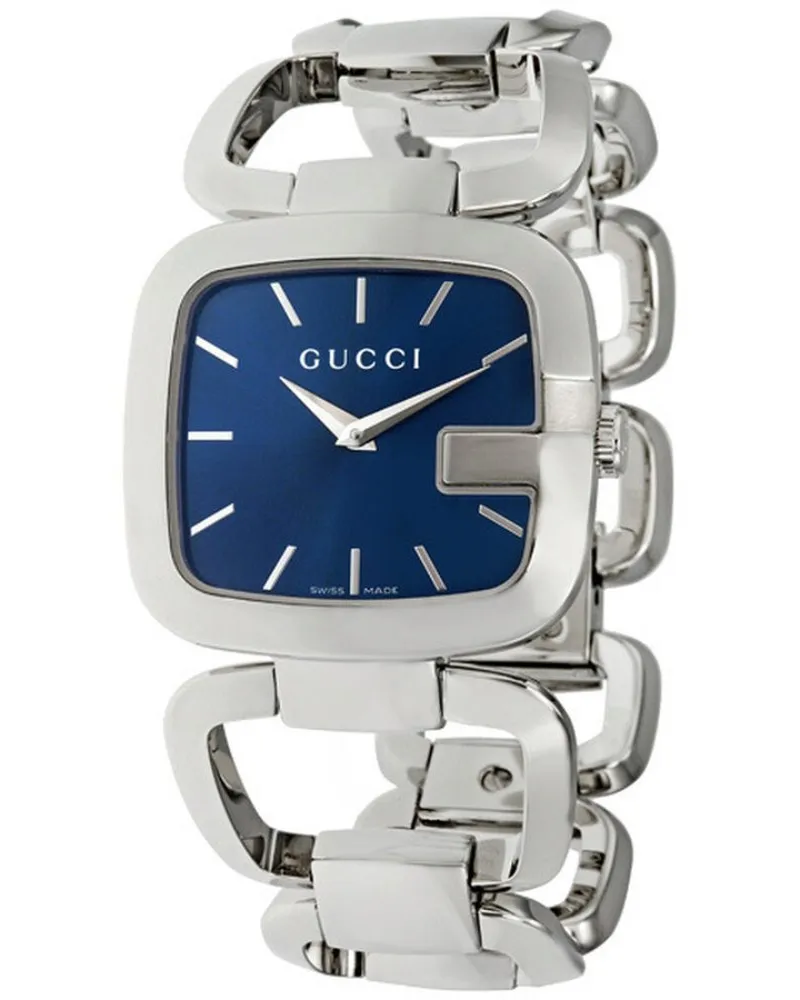 Gucci YA125405 G Damenuhr mit blauem Zifferblatt, 30 mm, aus Edelstahl Silber