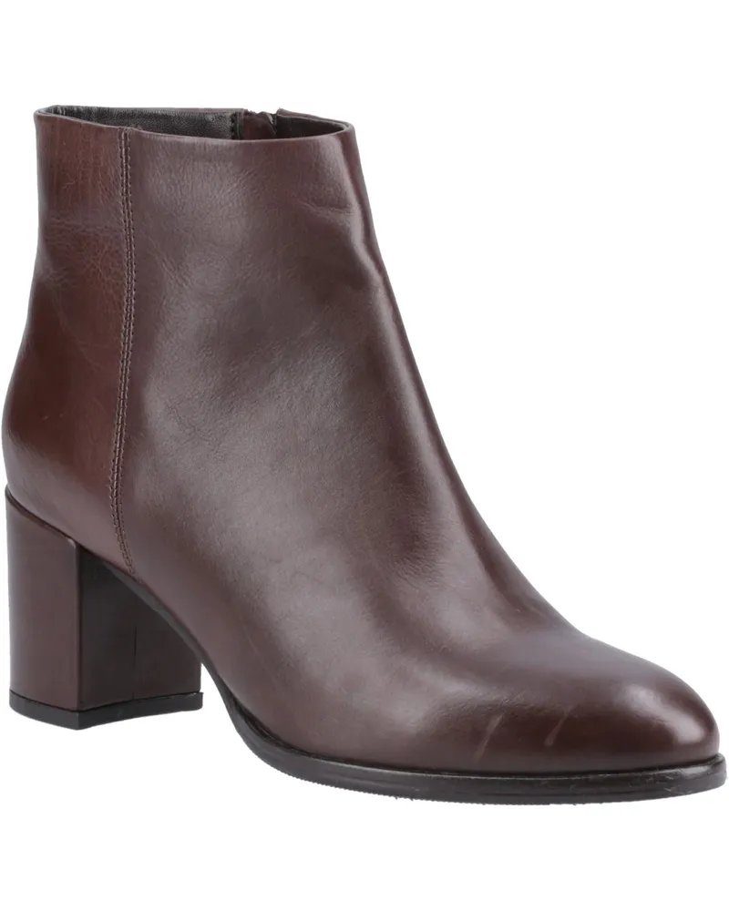 Hush Puppies Claridy Damen braune Lederstiefeletten mit Absatz Braun