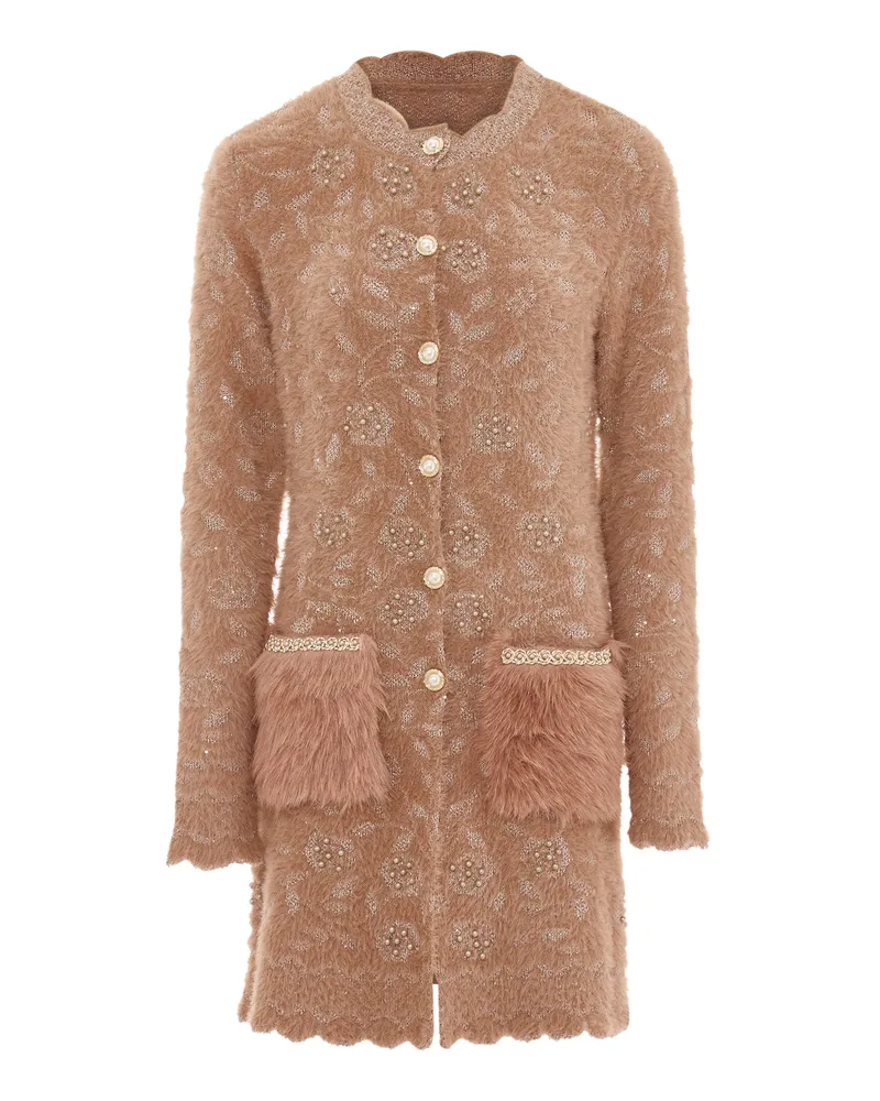 FAINA Strickjacke Damen Dunkelrosa Rosa Gold Altrosa