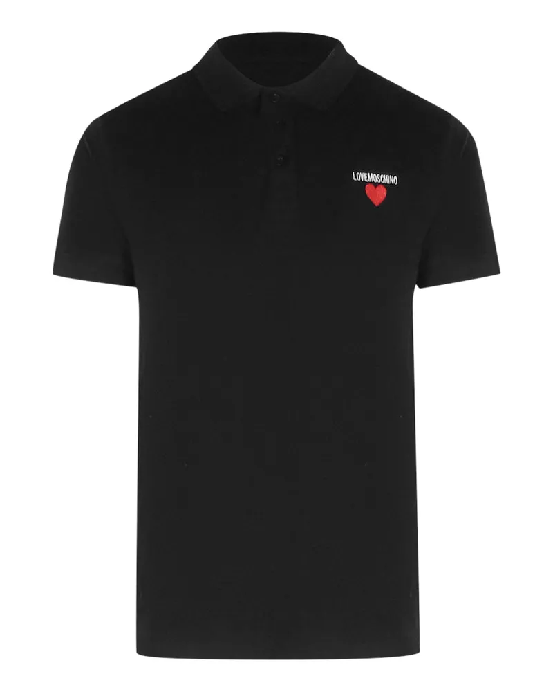 Moschino Schwarzes Poloshirt Mit -herzlogo Schwarz