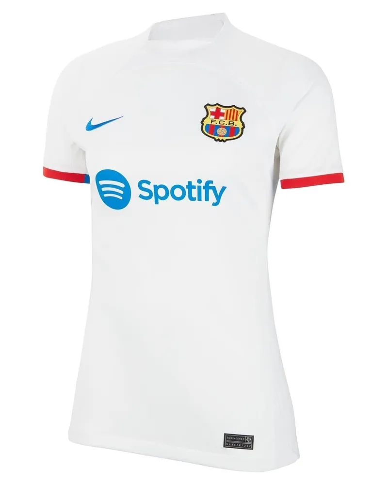 Nike Auswärts-Trikot für Damen, FC Barcelona (Weiß/Uni Rot Weiß