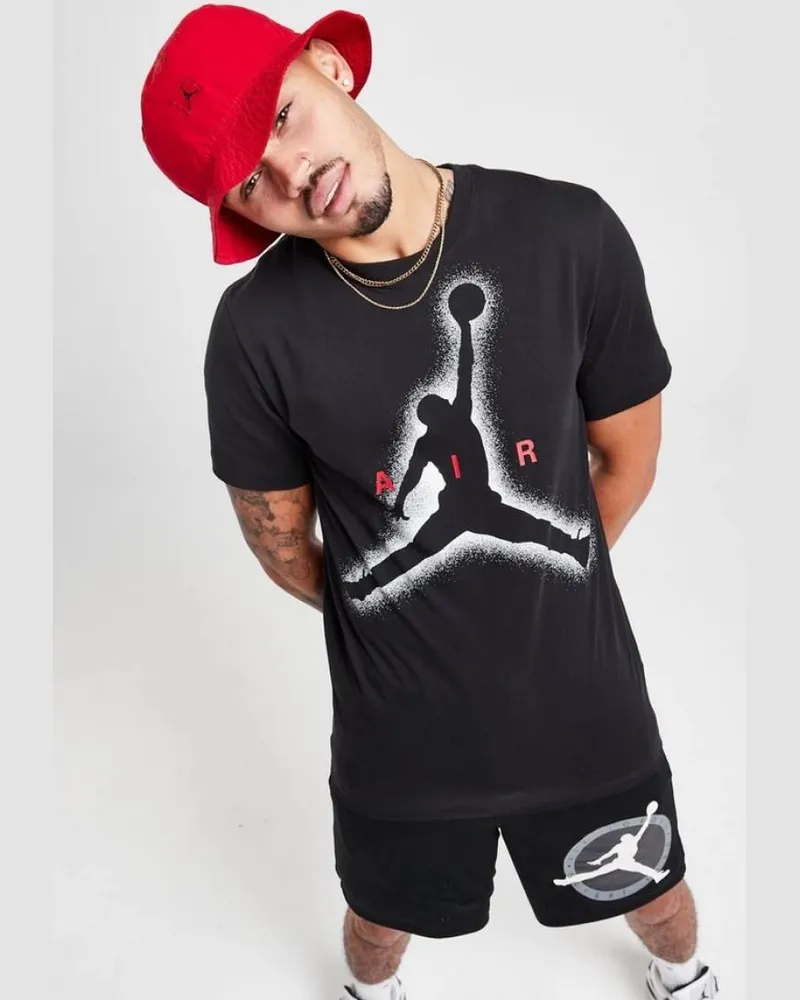 Nike Air Jordan Large Graphic Herren-T-Shirt in Schwarz Schwarz