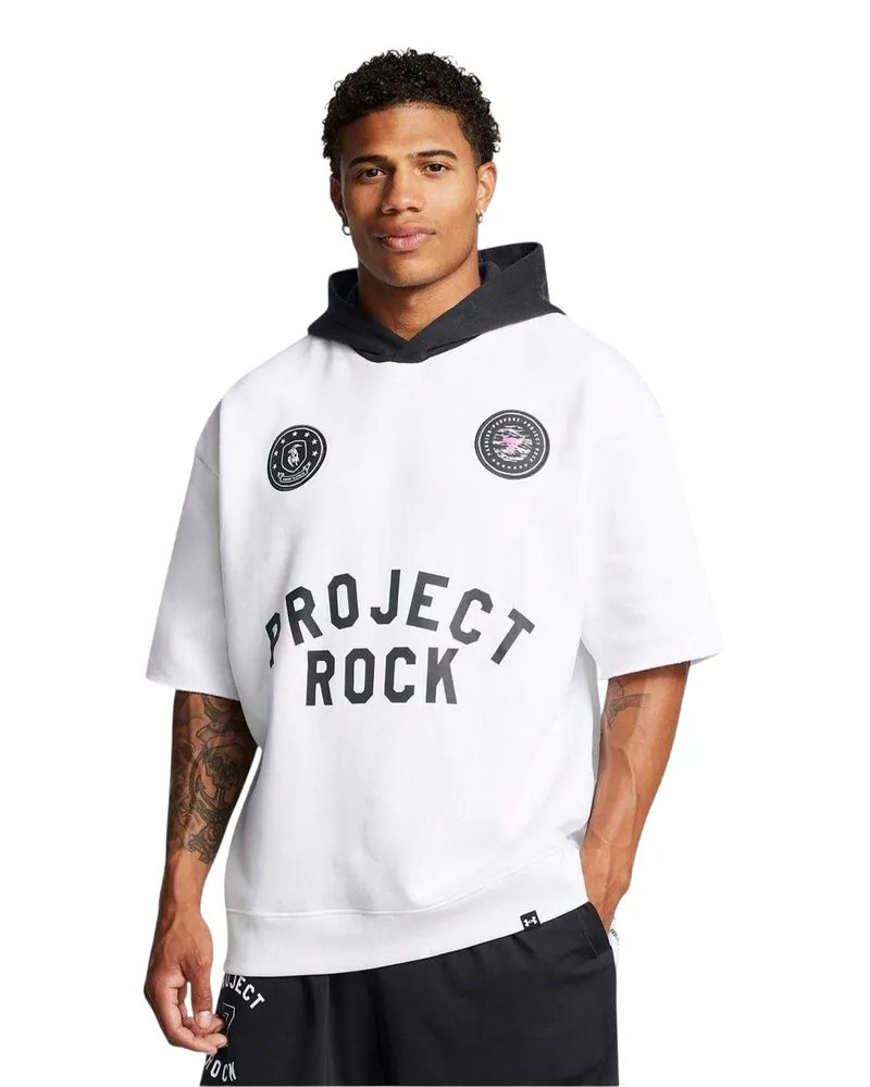 Under Armour Project Rock" Kapuzenpullover für Herren, leger (Weiß Weiß