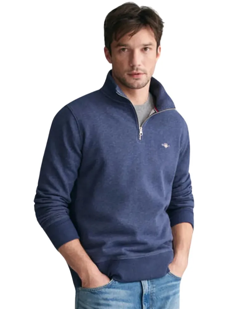 Gant Herren Shield Halbzip Sweatshirt Blau
