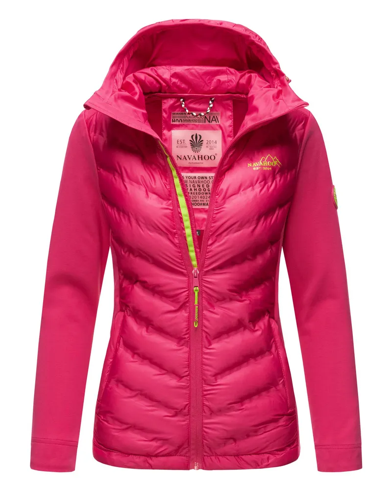 NAVAHOO Damen Steppjacke Nimm mich mit – Figurbetont, Stylisch & Bequem mit Kapuze Rosa