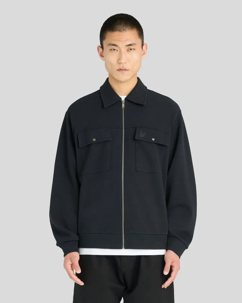 Lyle & Scott Piqué-Interlock-Überhemd Schwarz