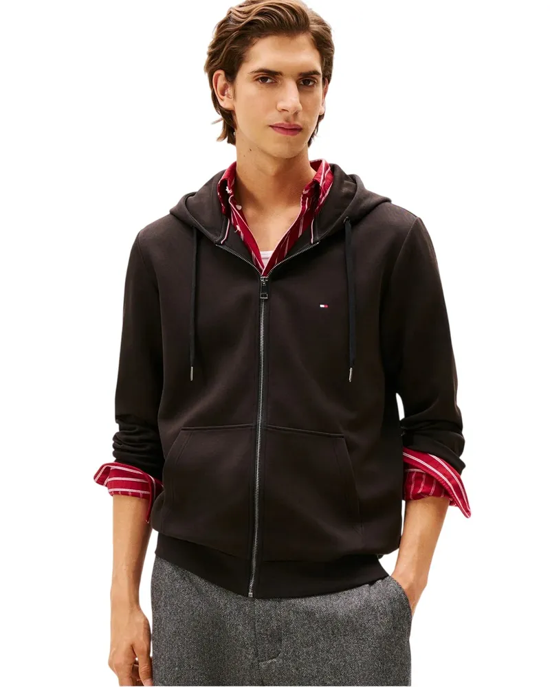 Tommy Hilfiger Hoodie mit durchgehendem Reißverschluss für Herren, Regulär, Langärmlig (Schwarz Schwarz