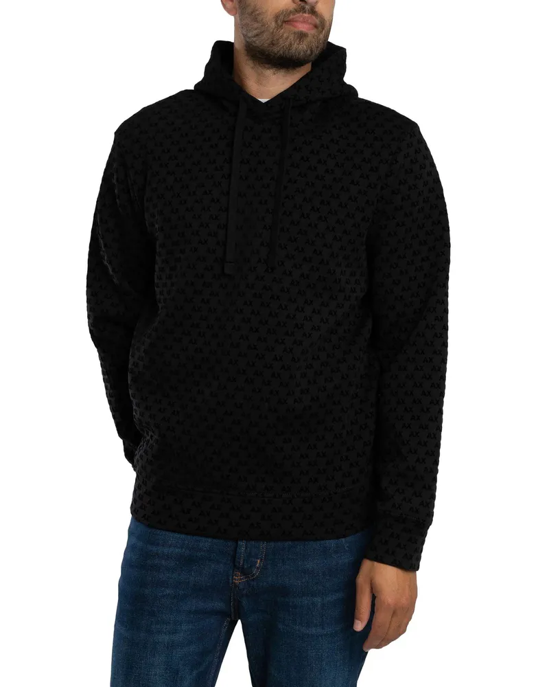 Armani Exchange Pullover-Hoodie Mit Logomuster, Schwarz Schwarz