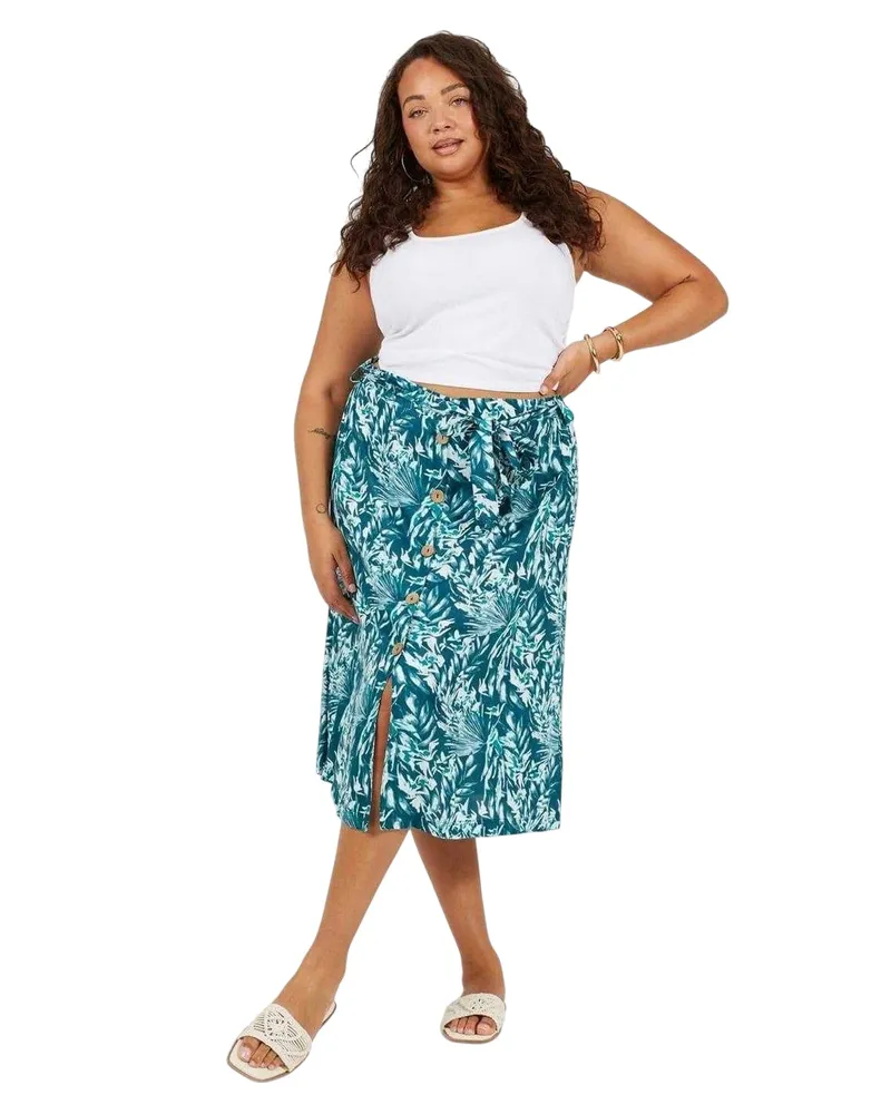 Brave Soul Midirock für Damen, Plus (Grünblatt Grün