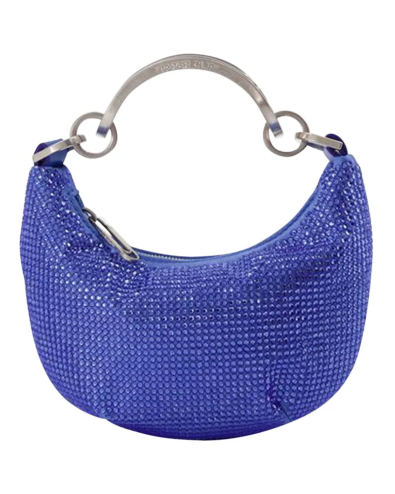 OFF-WHITE Mini Binder Clip Tasche in Strass / Blau Blau
