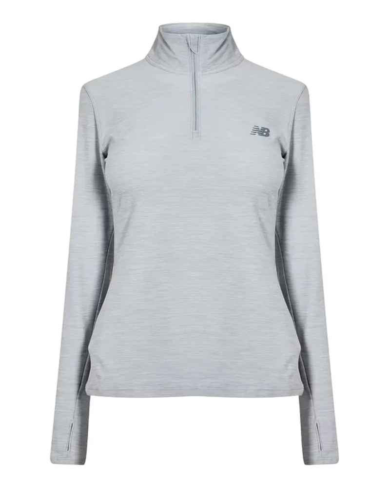 New Balance Trainingsjacke für Damen, mit kurzem Reißverschluss, Laufen (Grau Grau