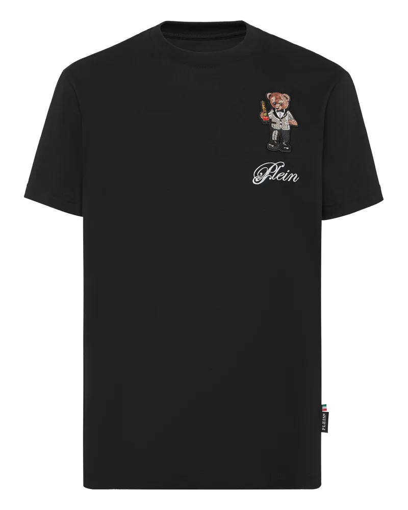Philipp Plein T-Shirt mit Rundhalsausschnitt und Teddy-Detail - Schwarz Schwarz